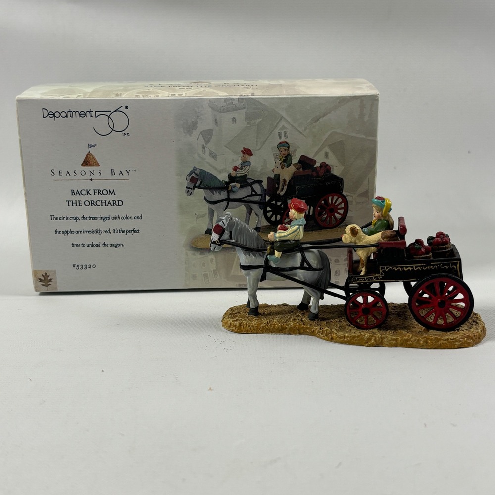 Department 56 Seasons Bay Back From The Orchard Horse Wagon Figurine 53320